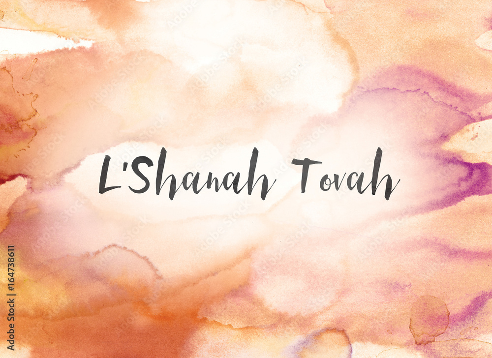 Fototapeta L'Shanah Tovah Concept akwarela i malarstwo tuszem