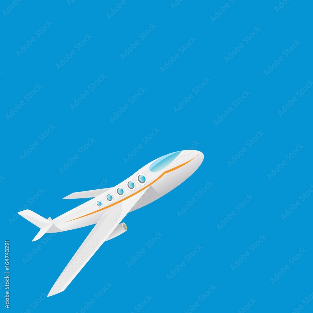 vector cartoon airplane flying in blue sky vector cartoon airplane flying in blue sky