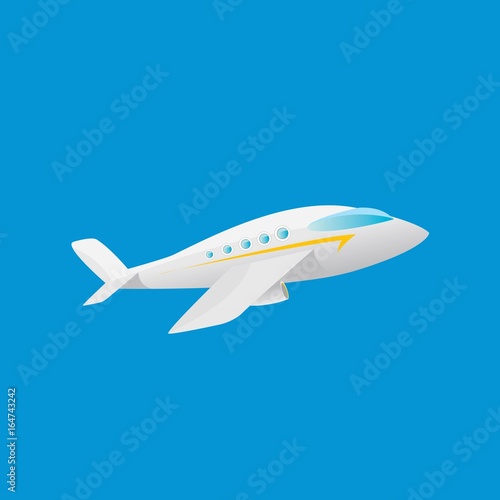 vector cartoon airplane flying in blue sky
