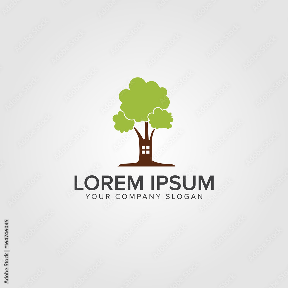 Home Tree logo design concept template
