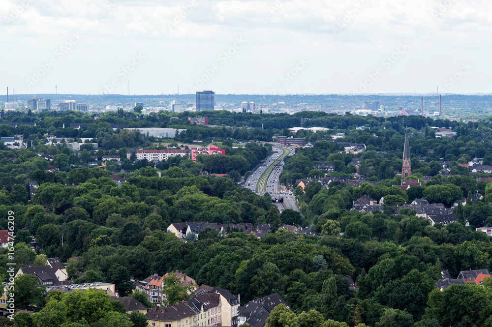 Luftbild / Stadtansicht Essen Innenstadt und Stadtautobahn