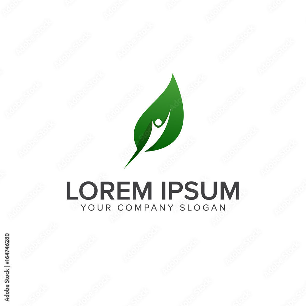people leaf logo design concept template Stock Vector | Adobe Stock