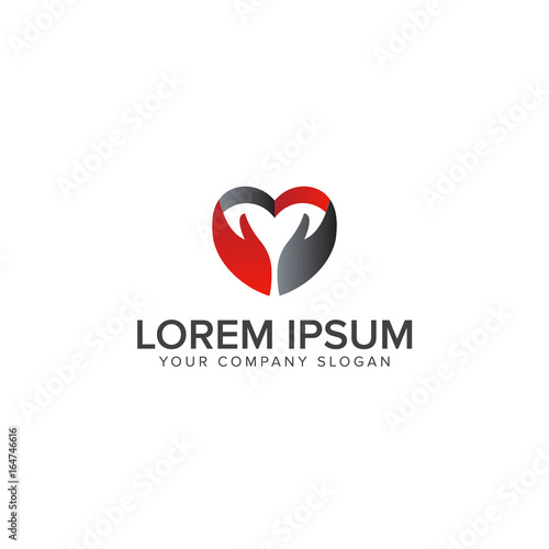 Icon of kindness and charity, Hands and heart. logo design conce