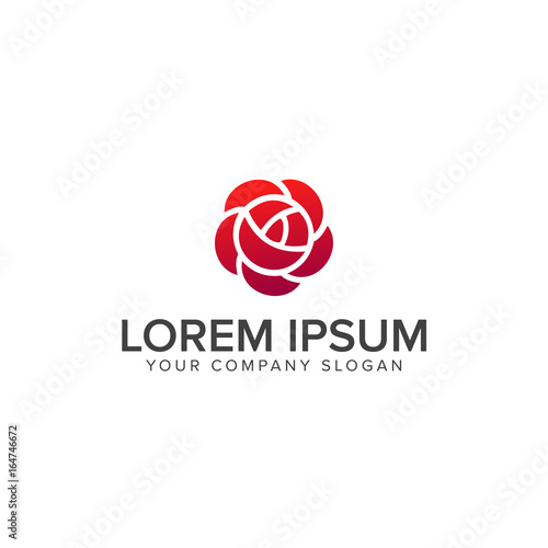Rose Flower Logo geometric design vector template.Garden Logotyp