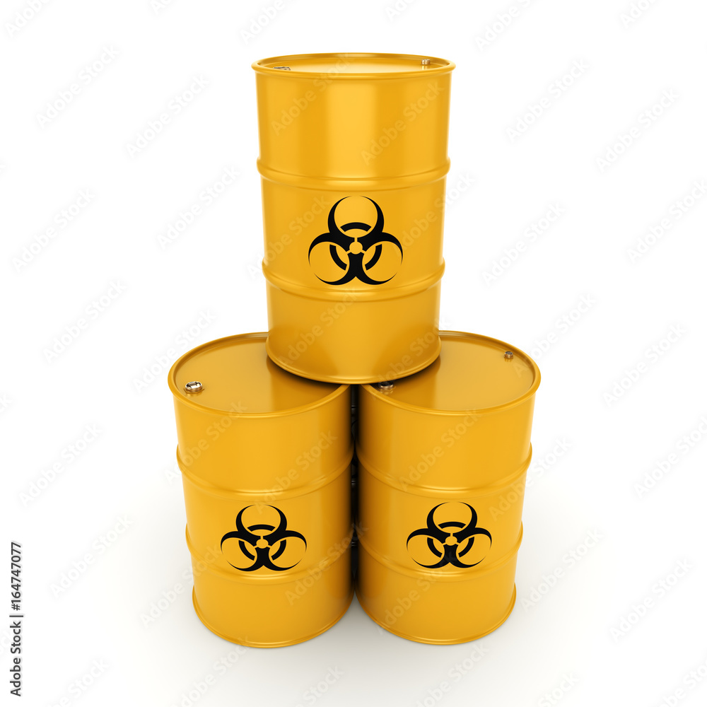3D rendering biohazard barrels 3D rendering biohazard barrels