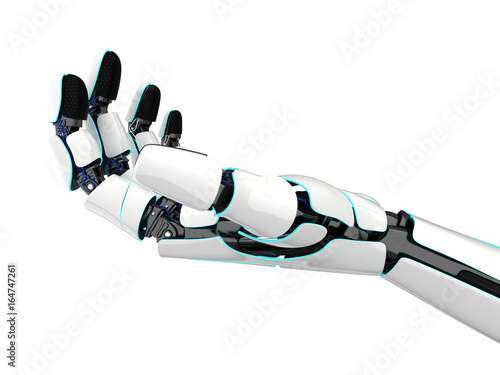 3D rendering robotic hand on a white background