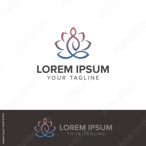 Yoga meditation logo vector illustration isolated on white backg