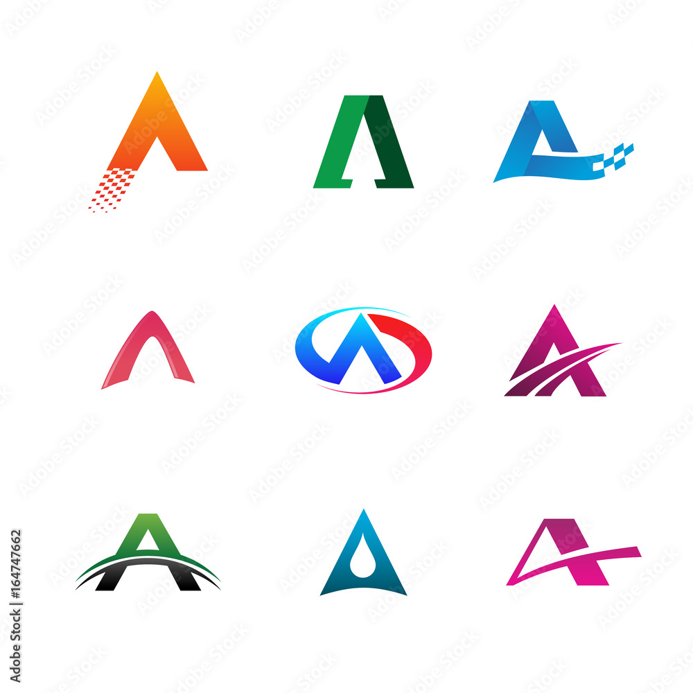 letter A logo collection set. logo design concept template letter A logo collection set. logo design concept template
