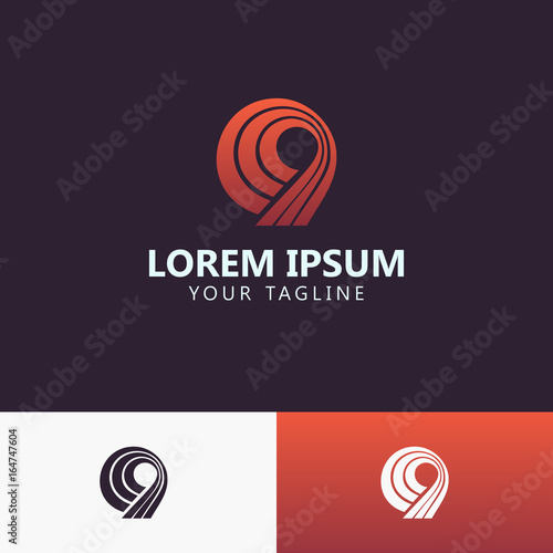 Creative Number 9 Logo design vector template Linear. Type Chara
