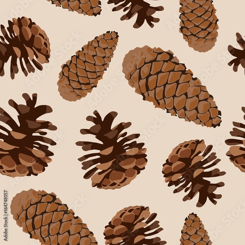 Pine cone seamless pattern nature background