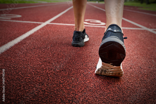 Close-up, top view running shoes for woman