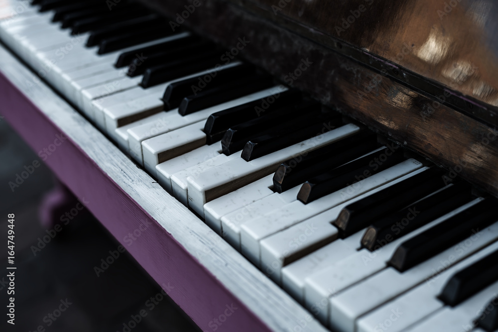 Broken piano keys of an old classic acoustic piano Broken piano keys of an old classic acoustic piano