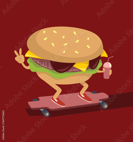 burger skating on longboard