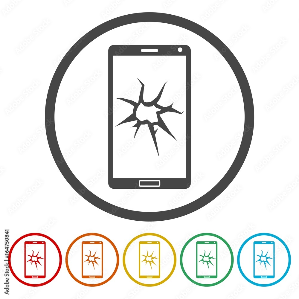 Broken Smart phone icons set - Illustration Broken Smart phone icons set - Illustration