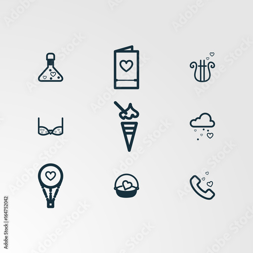 Love, romantic line icon set 