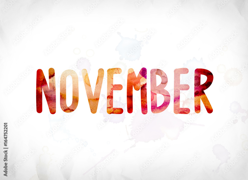 November Concept Painted Watercolor Word Art Stock Illustration | Adobe  Stock
