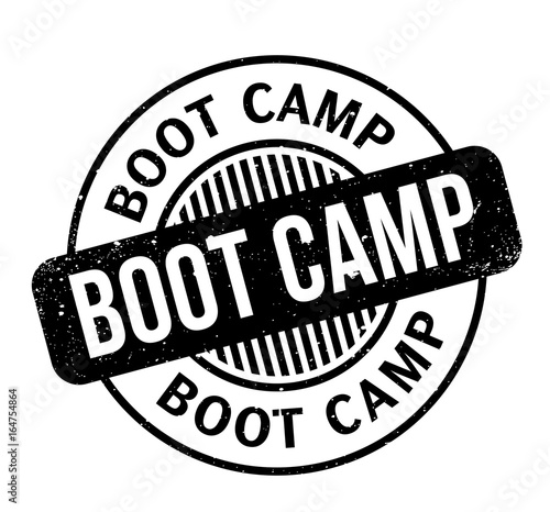Boot Camp rubber stamp. Grunge design with dust scratches. Effects can be easily removed for a clean, crisp look. Color is easily changed.