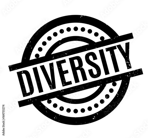 Diversity rubber stamp. Grunge design with dust scratches. Effects can be easily removed for a clean, crisp look. Color is easily changed.