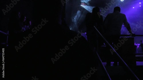 Going on stage from backstage to backlight slow motion