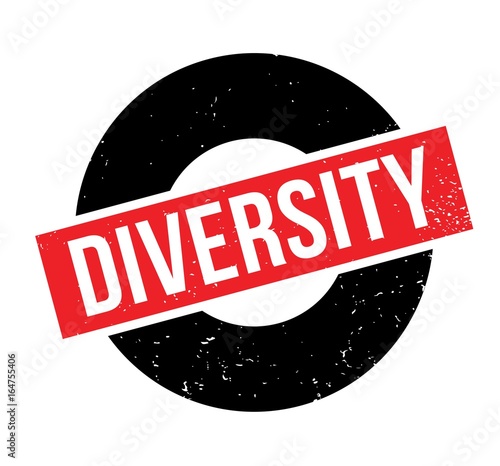 Diversity rubber stamp. Grunge design with dust scratches. Effects can be easily removed for a clean, crisp look. Color is easily changed.