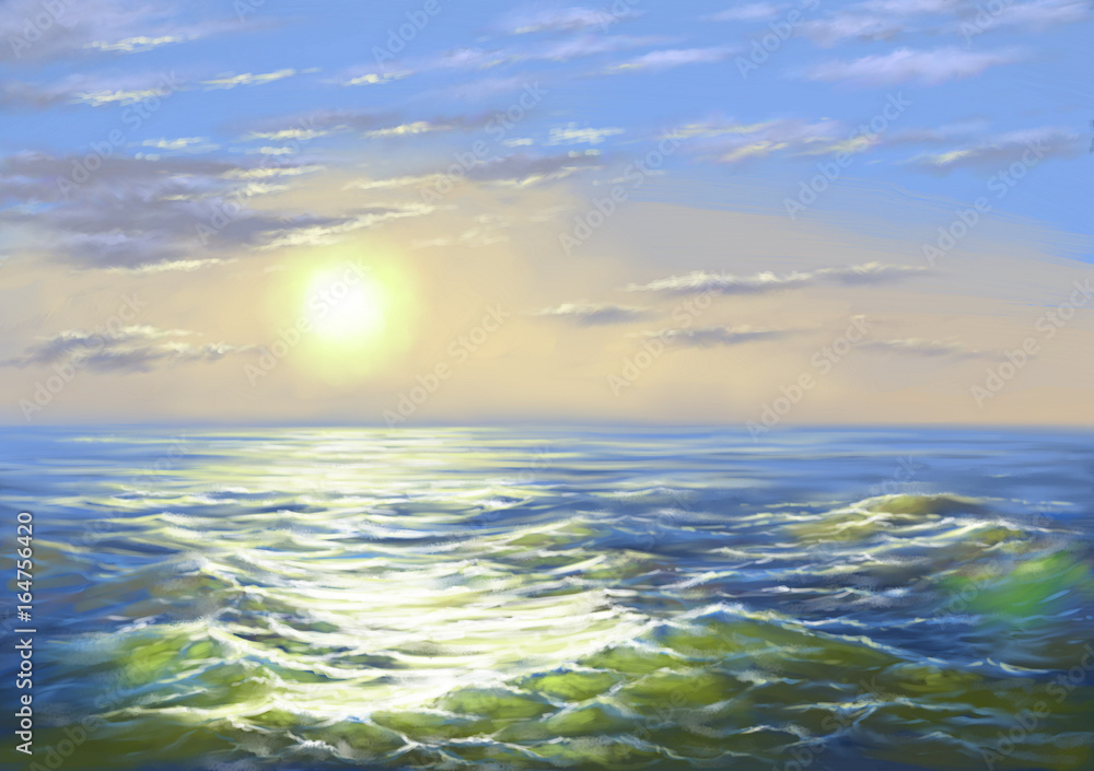 Obraz premium Sea landscape paintings, oil, digital art