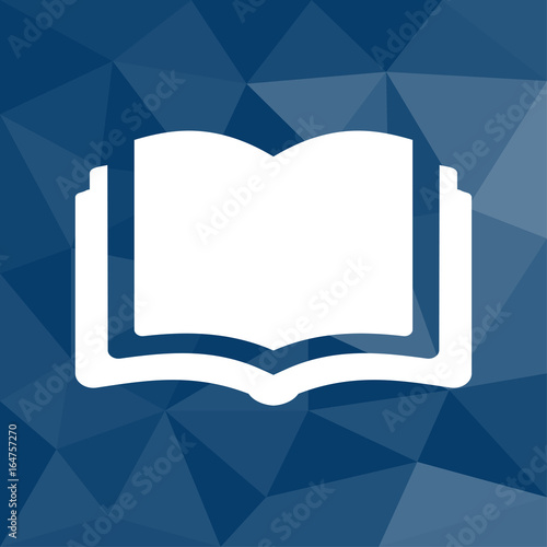 Offenes Buch - Icon mit geometrischem Hintergrund blau