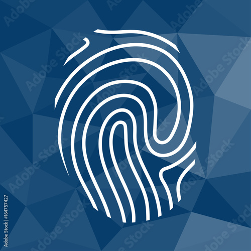 Fingerabdruck - ID - Icon mit geometrischem Hintergrund blau