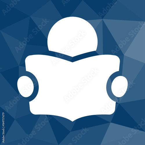 Buch lesen - Icon mit geometrischem Hintergrund blau