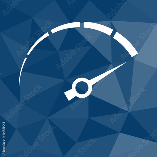 Tachometer - Icon mit geometrischem Hintergrund blau