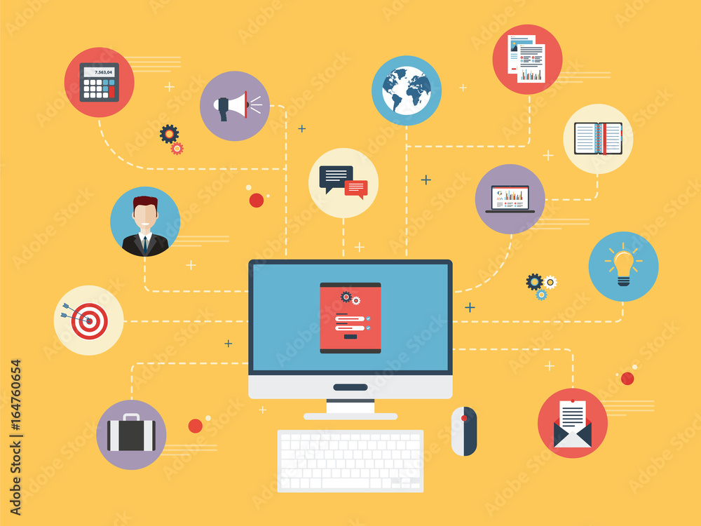Computer and business. Computer and business.
