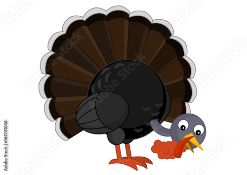 cartoon turkey standing and eating - isolated vector / illustration for children