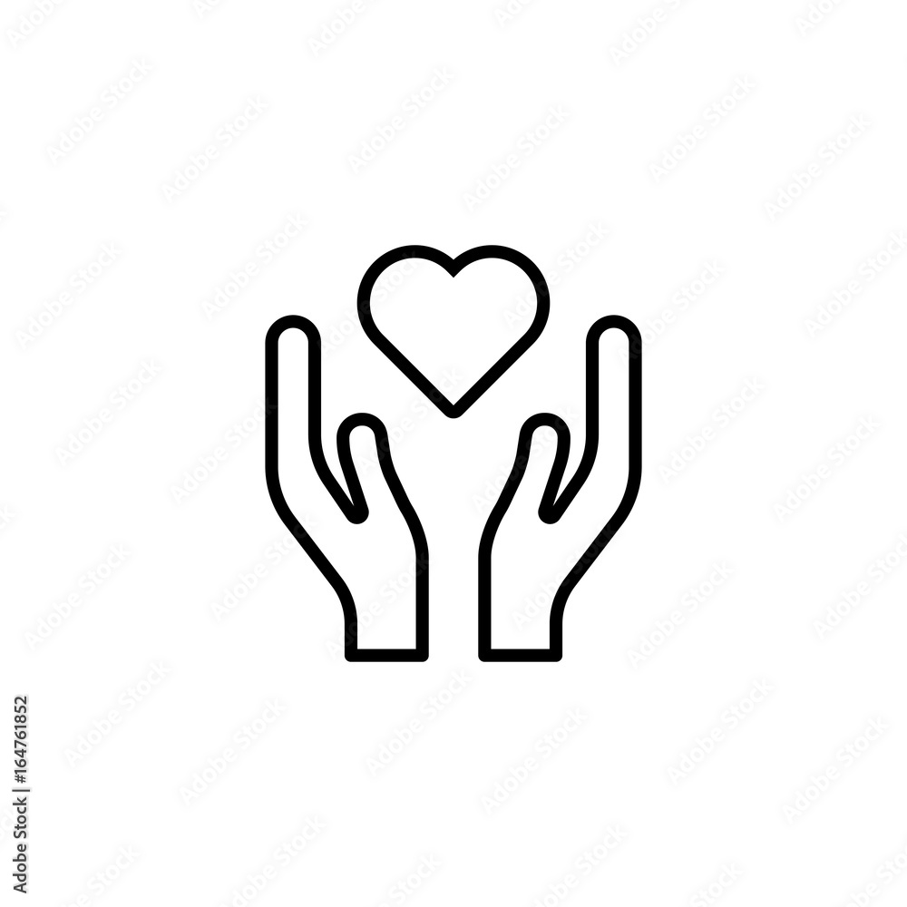 heart in hands icon on white background heart in hands icon on white background