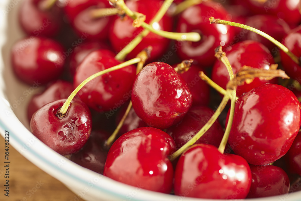 A bowl of sweet, red cherries A bowl of sweet, red cherries