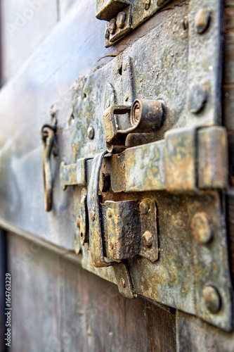 Closeup of Old Rusty Door Latch