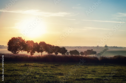 Early morning sunrise near Neresheim - Elchingen  Baden-W  rttemberg  Germany.