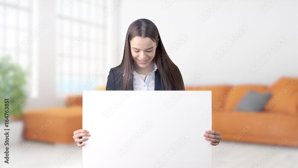Young Business woman over interior background Young Business woman over interior background