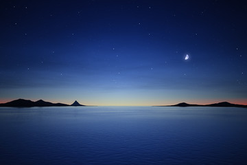 Keuken achterwand Nacht Stille nacht met maan en sterren  © magann