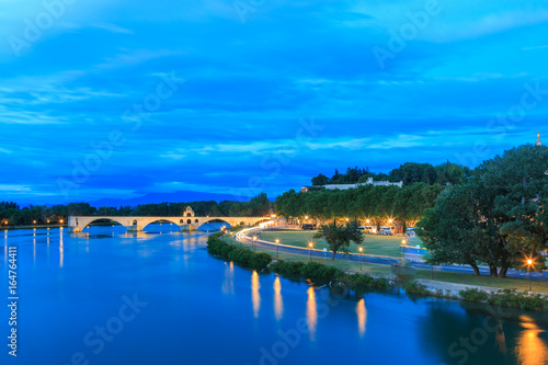 River Rhone, bridge of Avignon and The Popes Palace in Avignon ( city of Popes), France © erikzunec