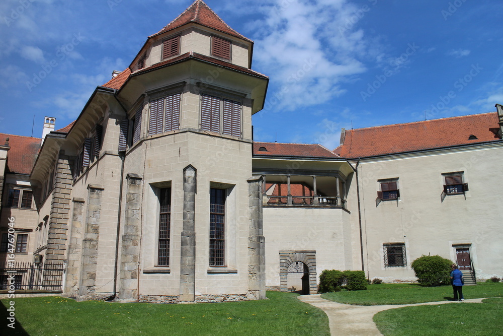 Fototapeta premium Courtyard in Telč castle in Czech republic 