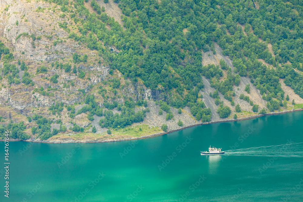 Cruise ship on norwegian fjord