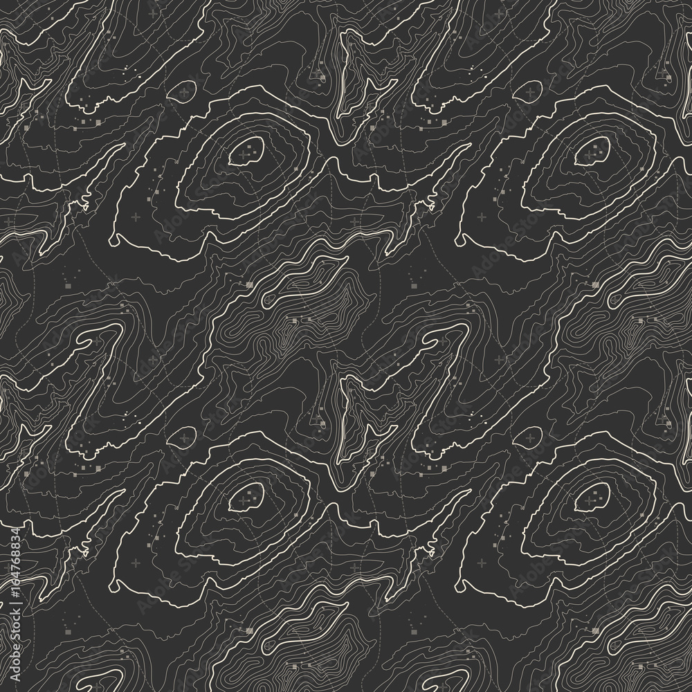 Seamless pattern. Topographic map background with space for copy ...