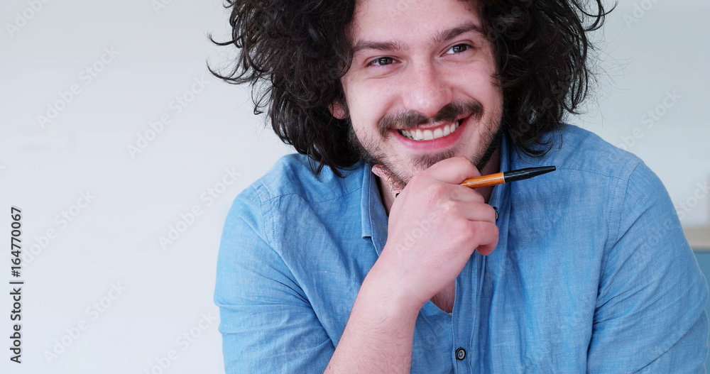 Portrait of a young man enjoying free time