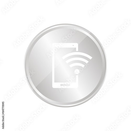 Silberne Münze - Smartphone mit WLAN