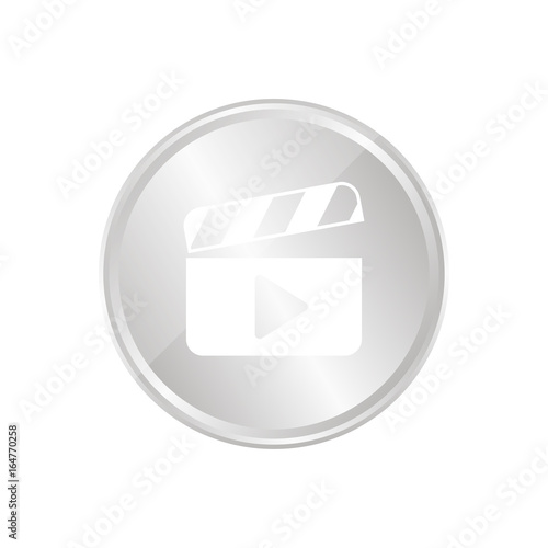 Silberne Münze - Filmklappe mit Play Symbol
