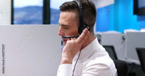 male call centre operator doing his job