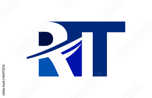 RT Negative Space Square Swoosh Letter Logo