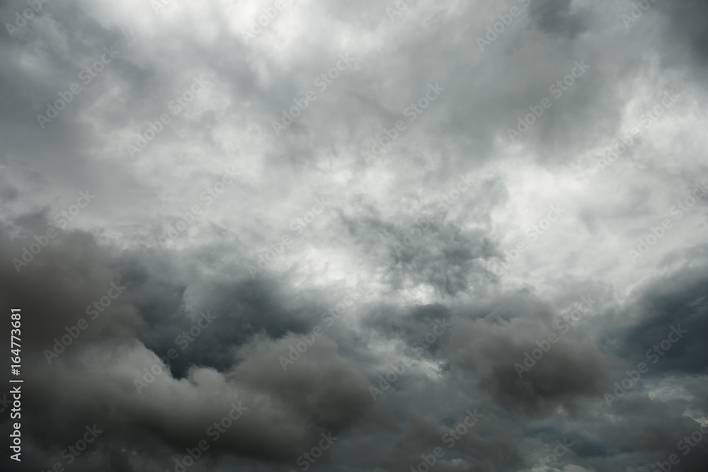 Close-up Dark sky and black clouds