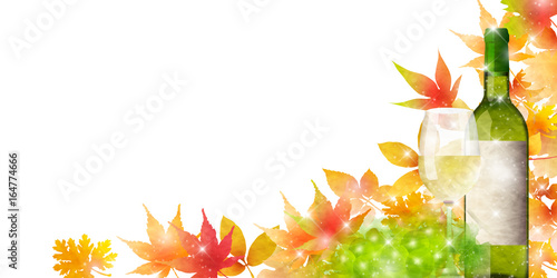 ワイン　ぶどう　紅葉　背景 
