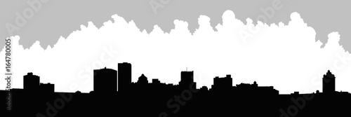 Skyline silhouette vector illustration of the downtown of the city of Rochester  New York  USA.