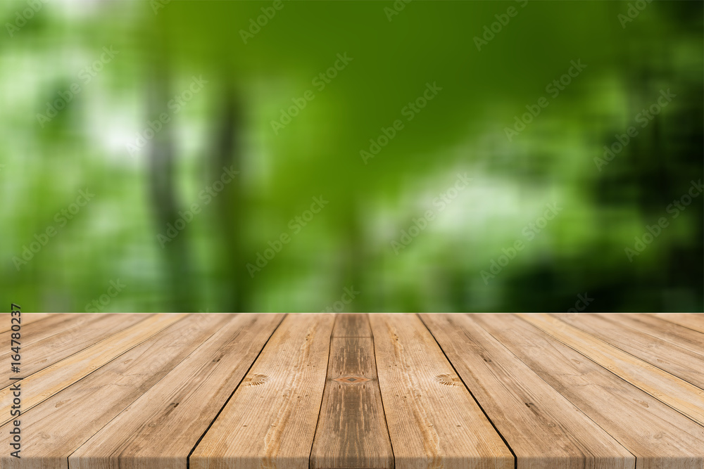Wooden table with beach Wooden table with beach